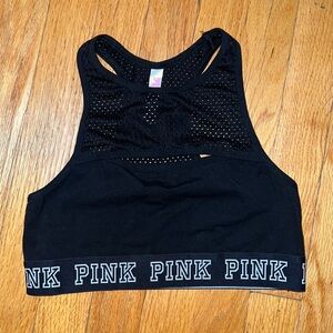 VS PINK Black High Cut Unlined Sports Bra M